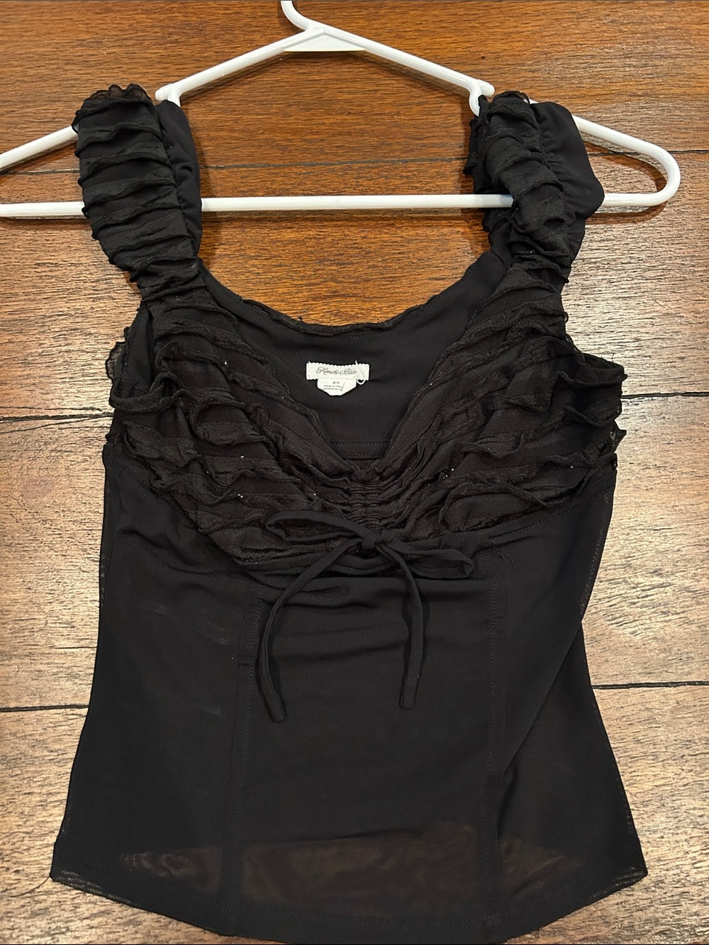 Kimchi Blue Black Ruffled Tie-Front Tank Top
